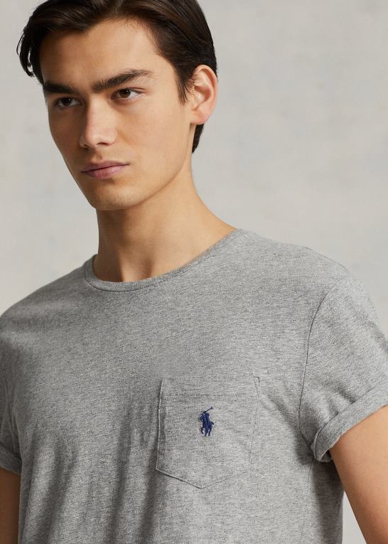 mørk vintage lyng Mænd Ralph Lauren brugerdefineret slim fit jersey lomme t-shirt Z426B315