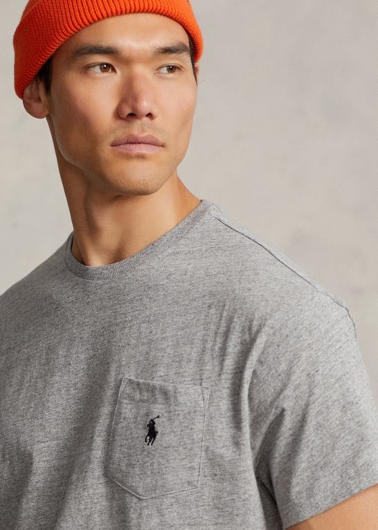 mørk vintage lyng Mænd Ralph Lauren jersey lomme t-shirt - alle passer Z426B250