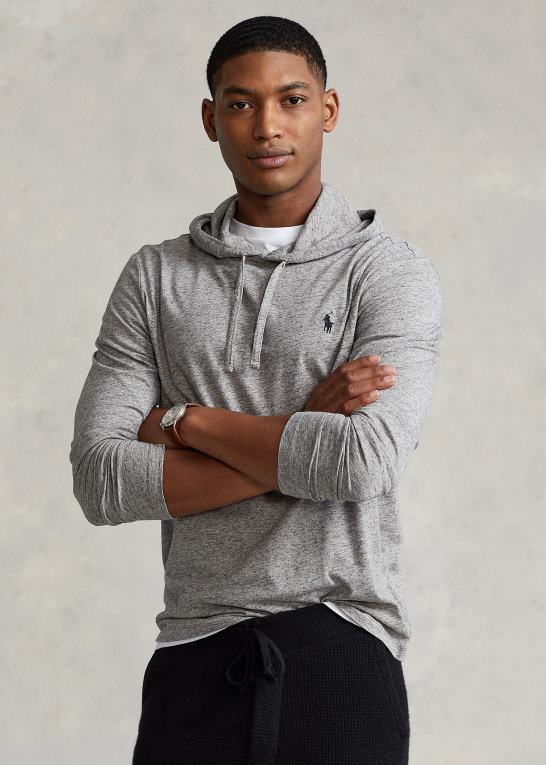 mørk vintage lyng Mænd Ralph Lauren jersey t-shirt med hætte Z426B306