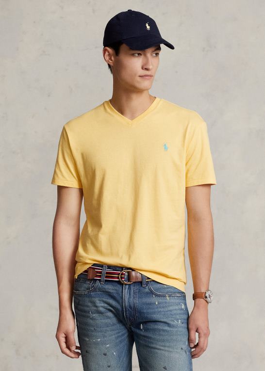 majs gul Mænd Ralph Lauren klassisk pasform jersey t-shirt med v-hals Z426B211
