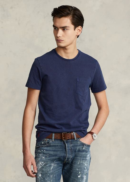 newport flåde Mænd Ralph Lauren brugerdefineret slim fit jersey lomme t-shirt Z426B344