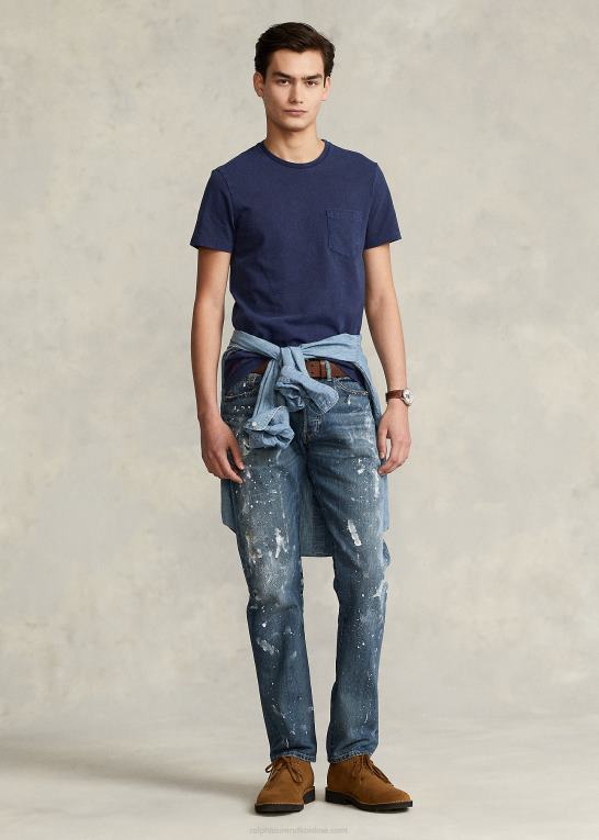 newport flåde Mænd Ralph Lauren brugerdefineret slim fit jersey lomme t-shirt Z426B344
