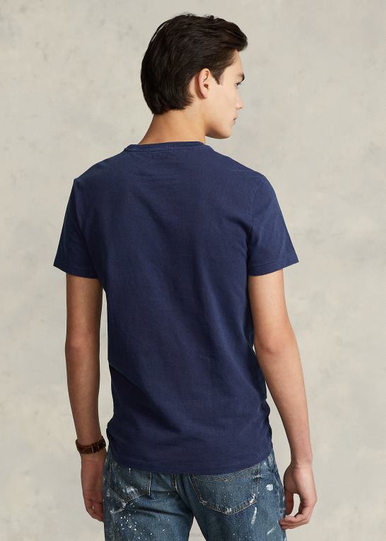 newport flåde Mænd Ralph Lauren brugerdefineret slim fit jersey lomme t-shirt Z426B344