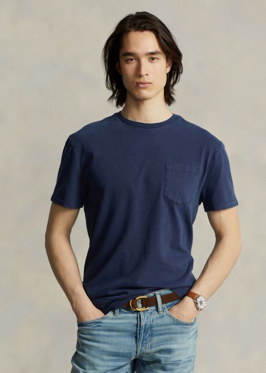 newport flåde Mænd Ralph Lauren klassisk pasform jersey lomme t-shirt Z426B940