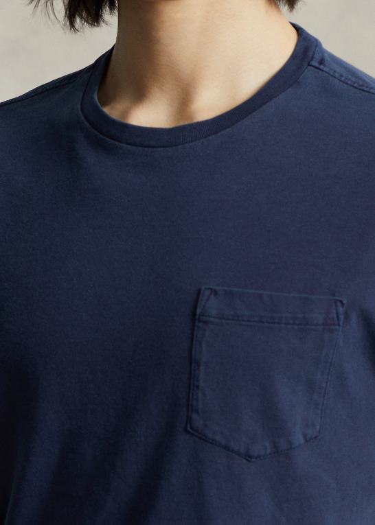 newport flåde Mænd Ralph Lauren klassisk pasform jersey lomme t-shirt Z426B940