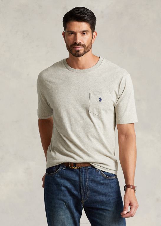 ny grå lyng Mænd Ralph Lauren jersey lomme t-shirt Z426B1850