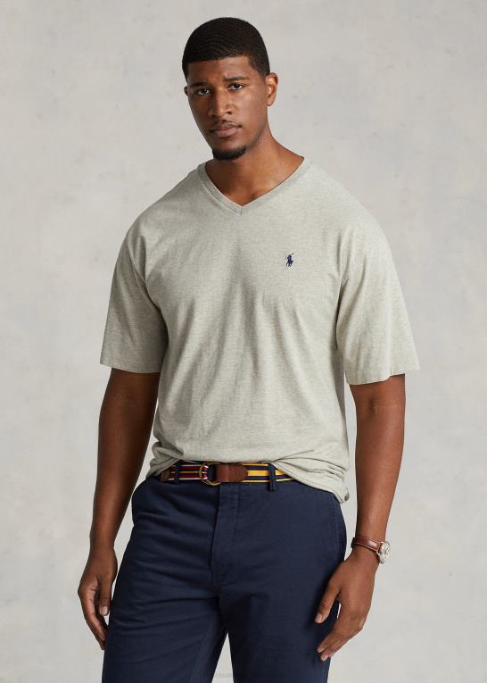 ny grå lyng Mænd Ralph Lauren jersey t-shirt med v-hals Z426B1844