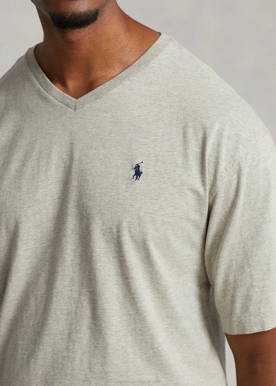 ny grå lyng Mænd Ralph Lauren jersey t-shirt med v-hals Z426B1844