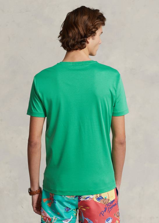 optisk grøn Mænd Ralph Lauren klassisk pasform blød bomulds t-shirt med rund hals Z426B1276