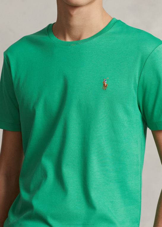 optisk grøn Mænd Ralph Lauren klassisk pasform blød bomulds t-shirt med rund hals Z426B1276
