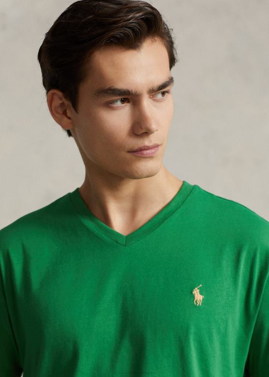 optisk grøn Mænd Ralph Lauren klassisk pasform jersey t-shirt med v-hals Z426B212