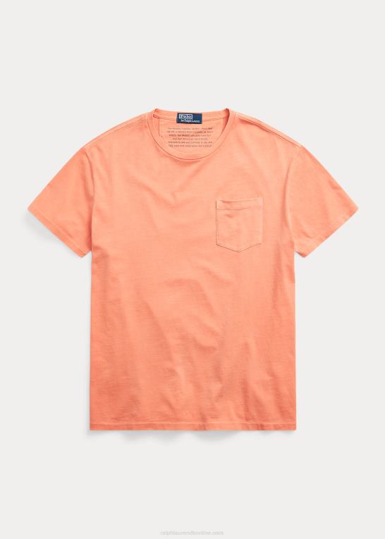 orange Mænd Ralph Lauren klassisk pasform jersey lomme t-shirt Z426B421