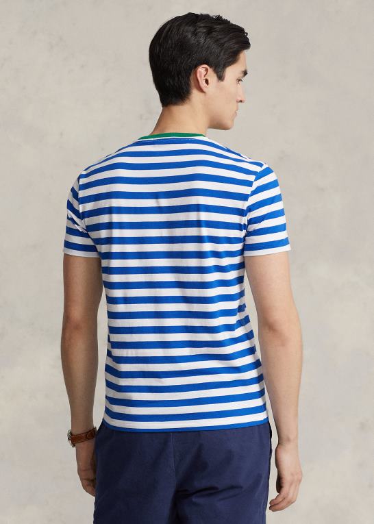pacific royal/hvid Mænd Ralph Lauren tilpasset slim fit stribet jersey t-shirt Z426B519