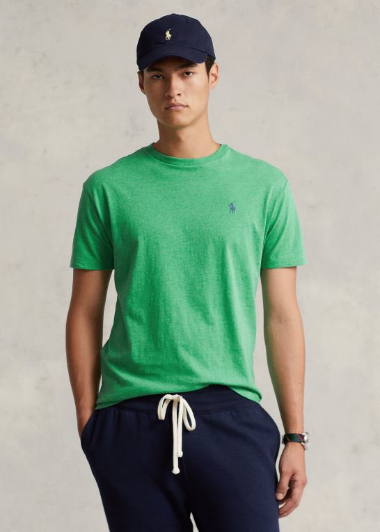 palmegrøn lyng Mænd Ralph Lauren jersey t-shirt med rund hals - alle passer Z426B168
