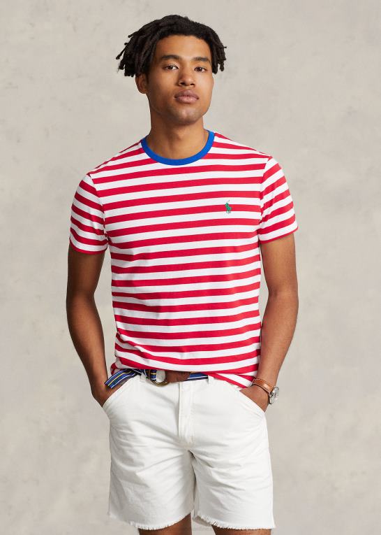 pandora rød/hvid Mænd Ralph Lauren tilpasset slim fit stribet jersey t-shirt Z426B520
