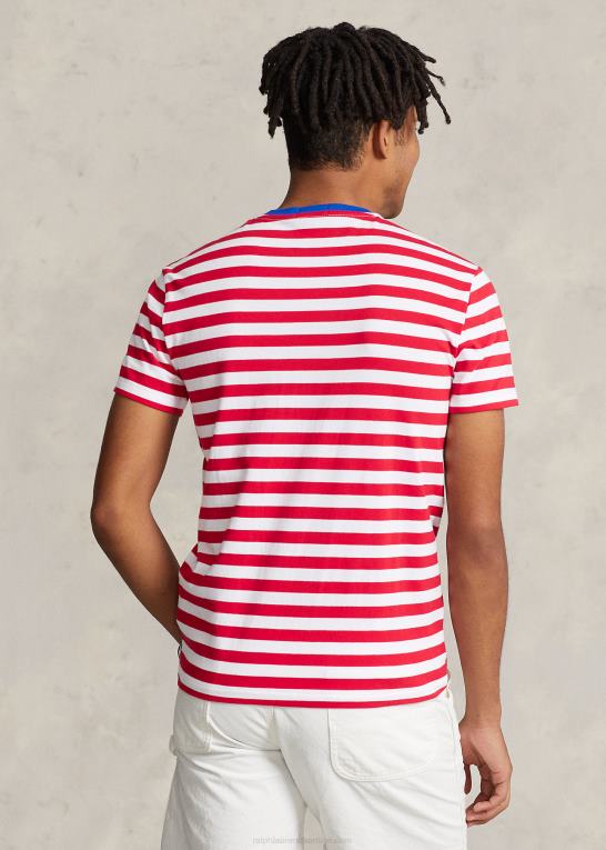 pandora rød/hvid Mænd Ralph Lauren tilpasset slim fit stribet jersey t-shirt Z426B520