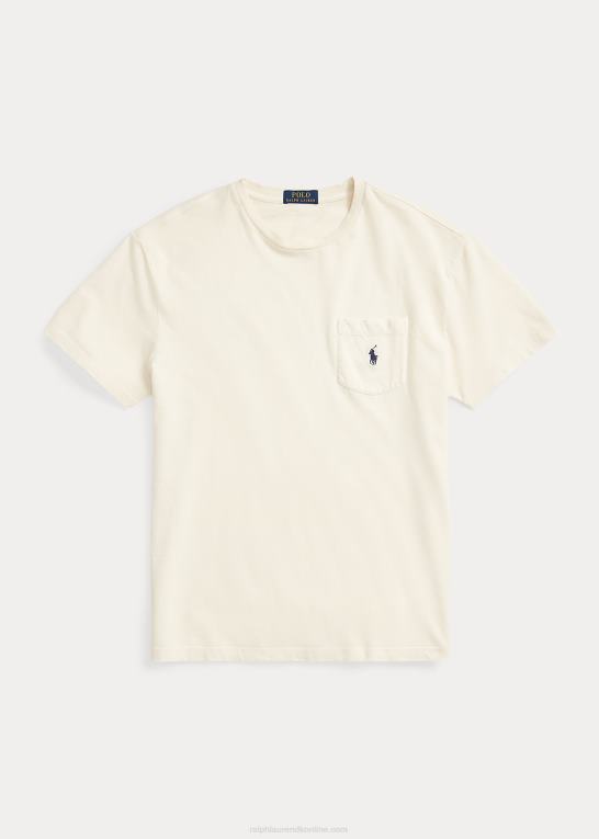 pergament creme Mænd Ralph Lauren klassisk pasform bomuld-linned lomme t-shirt Z426B8563