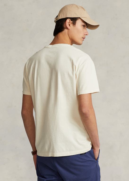pergament creme Mænd Ralph Lauren klassisk pasform bomuld-linned lomme t-shirt Z426B8563