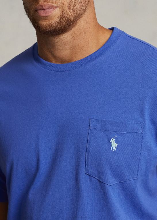 pigesten blå Mænd Ralph Lauren jersey lomme t-shirt Z426B1851