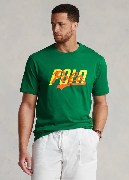 primær grøn Mænd Ralph Lauren jersey t-shirt med stablet logo Z426B1428