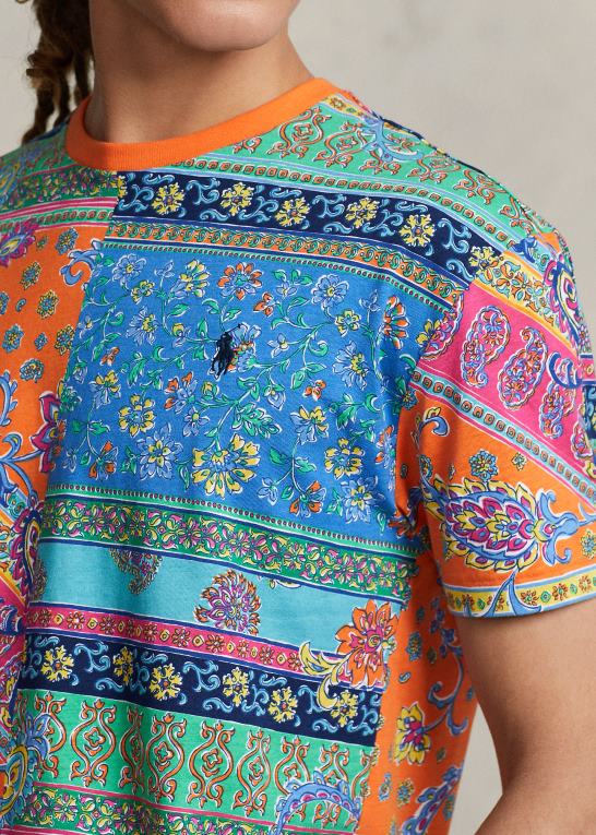 provencalsk medaljon Mænd Ralph Lauren klassisk pasform t-shirt med patchworktryk Z426B275