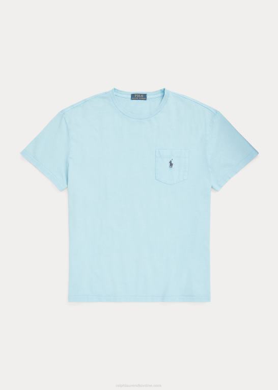 pudder blå Mænd Ralph Lauren klassisk pasform bomuld-linned lomme t-shirt Z426B373