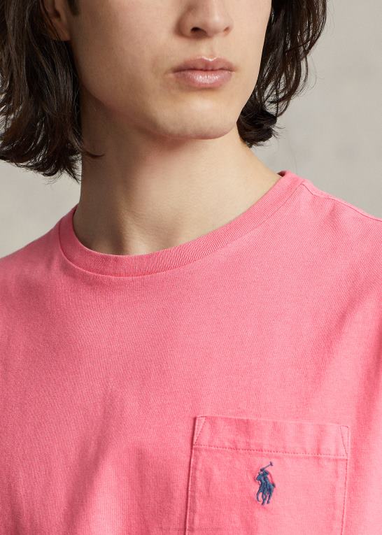 rød himmel Mænd Ralph Lauren klassisk pasform bomuld-linned lomme t-shirt Z426B8560
