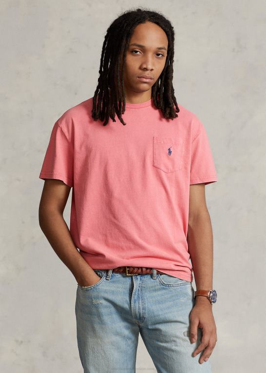 Ørkenrose Mænd Ralph Lauren klassisk pasform bomuld-linned lomme t-shirt Z426B8561