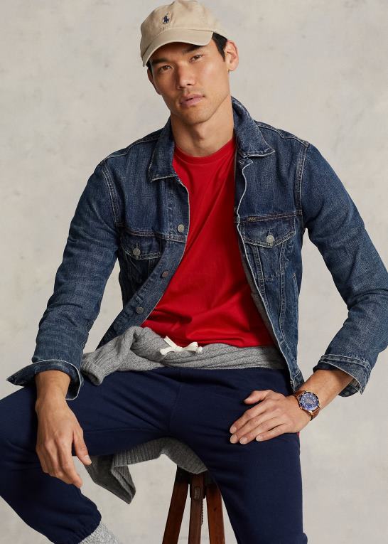 rl2000 rød Mænd Ralph Lauren jersey t-shirt med rund hals - alle passer Z426B164