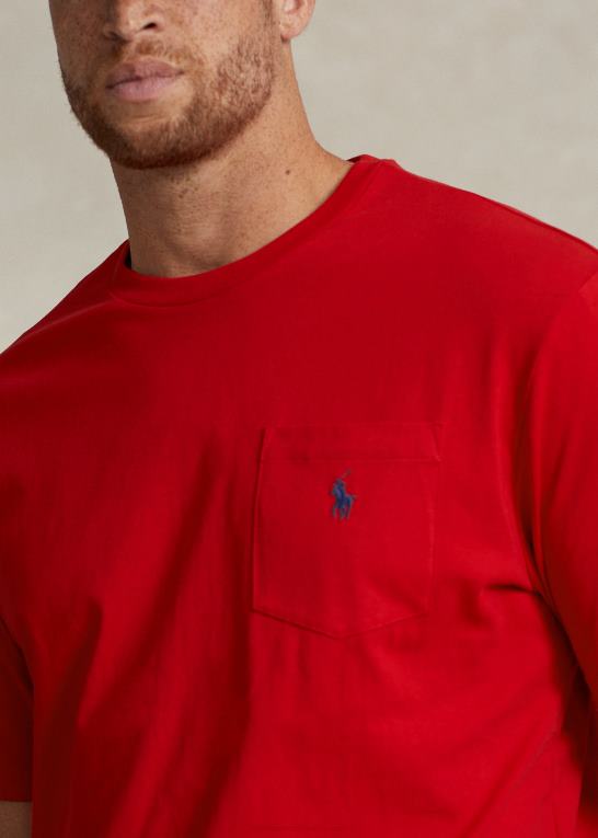 rl 2000 rød Mænd Ralph Lauren jersey lomme t-shirt Z426B1849