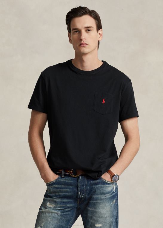 rl sort Mænd Ralph Lauren jersey lomme t-shirt - alle passer Z426B251