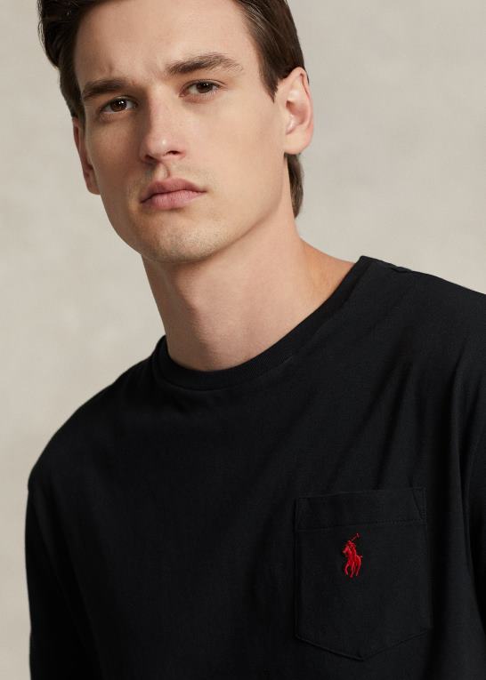 rl sort Mænd Ralph Lauren jersey lomme t-shirt - alle passer Z426B251