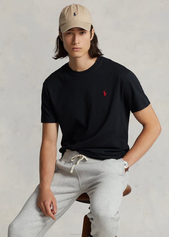 rl sort Mænd Ralph Lauren jersey t-shirt med rund hals - alle passer Z426B160