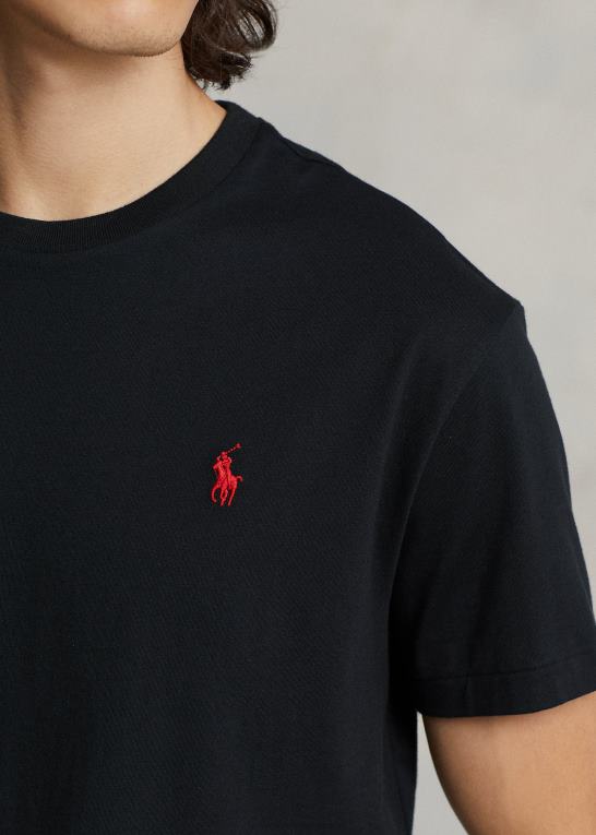 rl sort Mænd Ralph Lauren jersey t-shirt med rund hals - alle passer Z426B160