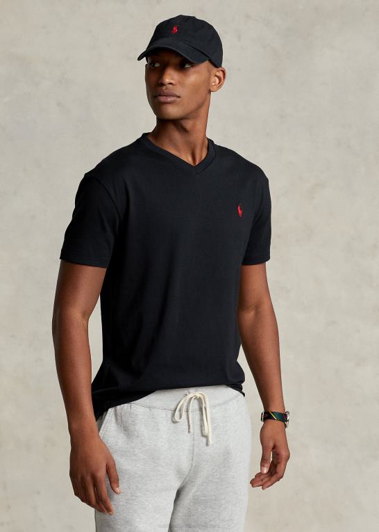 rl sort Mænd Ralph Lauren klassisk pasform jersey t-shirt med v-hals Z426B207