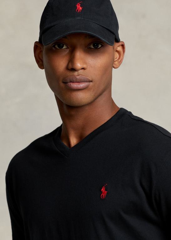 rl sort Mænd Ralph Lauren klassisk pasform jersey t-shirt med v-hals Z426B207