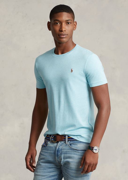 se bakke blå lyng Mænd Ralph Lauren klassisk pasform blød bomulds t-shirt med rund hals Z426B1275
