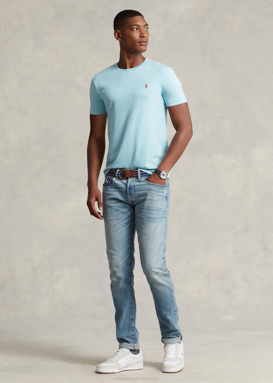 se bakke blå lyng Mænd Ralph Lauren klassisk pasform blød bomulds t-shirt med rund hals Z426B1275