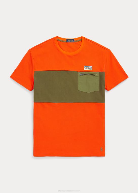 sejlende orange multi Mænd Ralph Lauren klassisk pasform mesh utility t-shirt Z426B8518