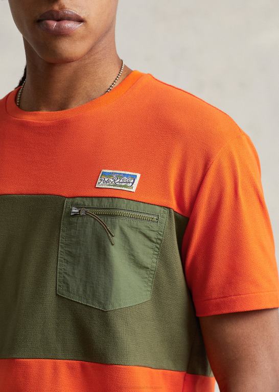 sejlende orange multi Mænd Ralph Lauren klassisk pasform mesh utility t-shirt Z426B8518