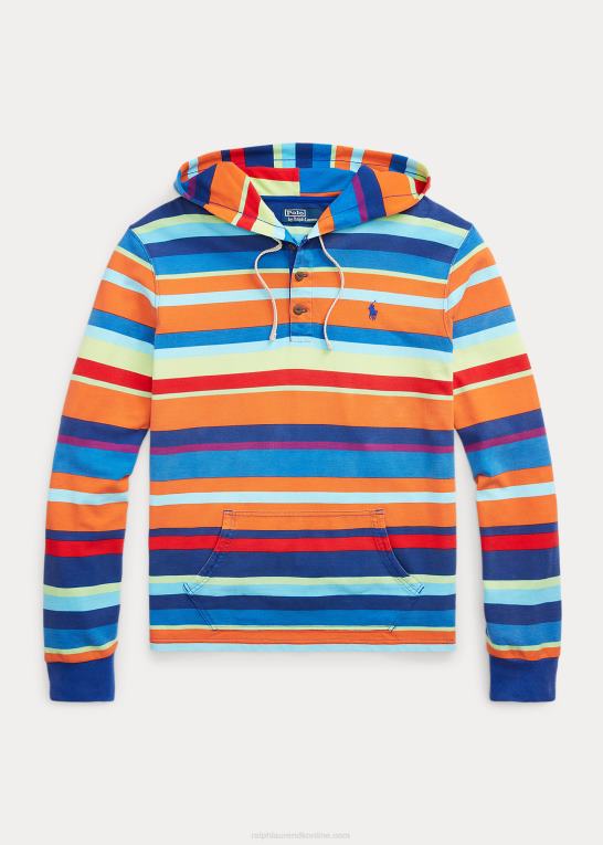sejlende orange multi Mænd Ralph Lauren stribet hættetrøje i bomuldsnet Z426B880