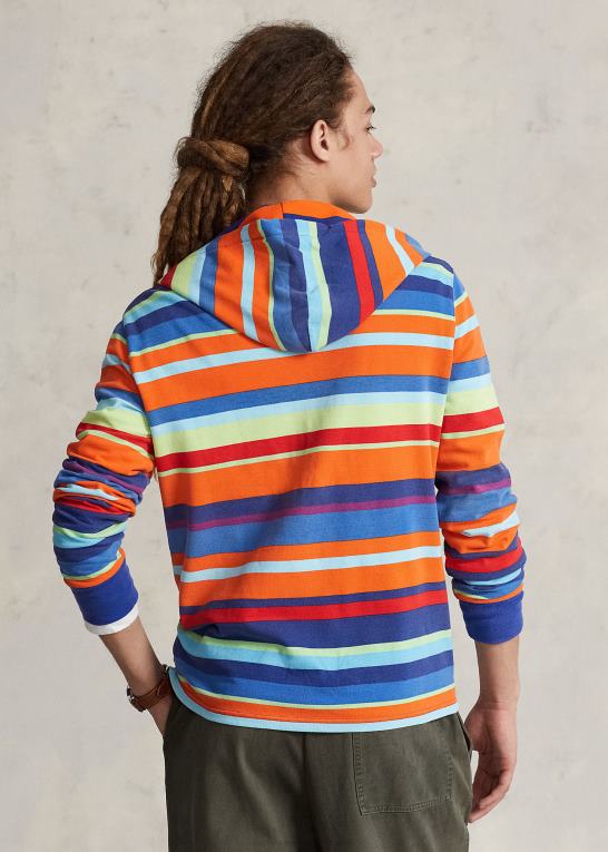 sejlende orange multi Mænd Ralph Lauren stribet hættetrøje i bomuldsnet Z426B880