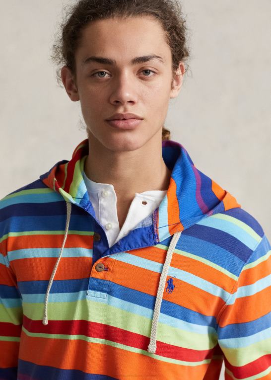 sejlende orange multi Mænd Ralph Lauren stribet hættetrøje i bomuldsnet Z426B880