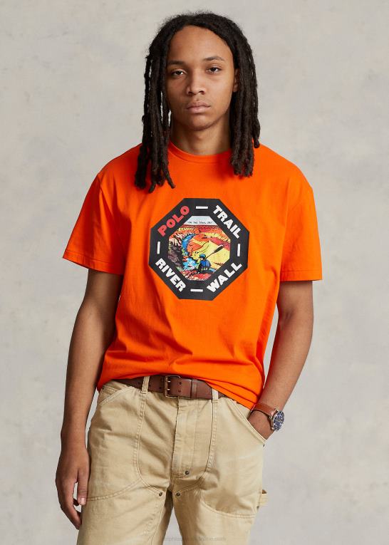 sejler orange Mænd Ralph Lauren klassisk pasform jersey grafisk t-shirt Z426B686