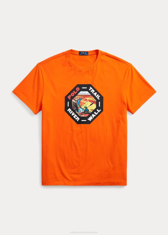 sejler orange Mænd Ralph Lauren klassisk pasform jersey grafisk t-shirt Z426B686