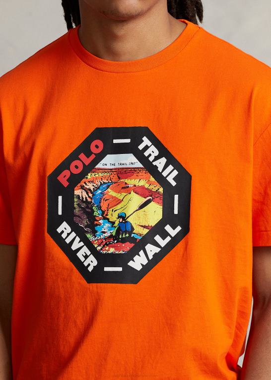 sejler orange Mænd Ralph Lauren klassisk pasform jersey grafisk t-shirt Z426B686
