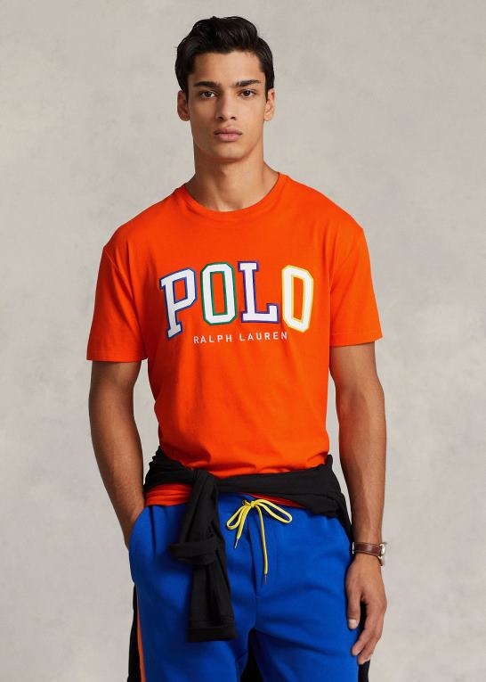 sejler orange Mænd Ralph Lauren klassisk pasform logo jersey t-shirt Z426B426