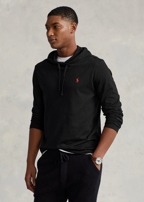 sort Mænd Ralph Lauren jersey t-shirt med hætte Z426B307