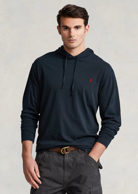 sort Mænd Ralph Lauren jersey t-shirt med hætte Z426B8397