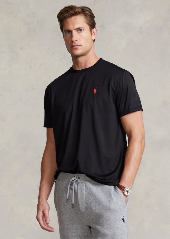 sort Mænd Ralph Lauren klassisk pasform performance jersey t-shirt Z426B278